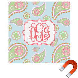 Blue Paisley Square Car Magnet - 6" (Personalized)