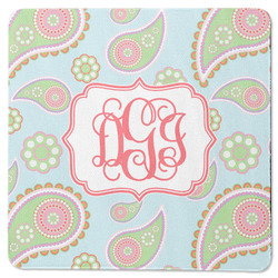 Blue Paisley Square Rubber Backed Coaster (Personalized)