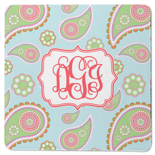 Blue Paisley Square Coaster Rubber Back - Single