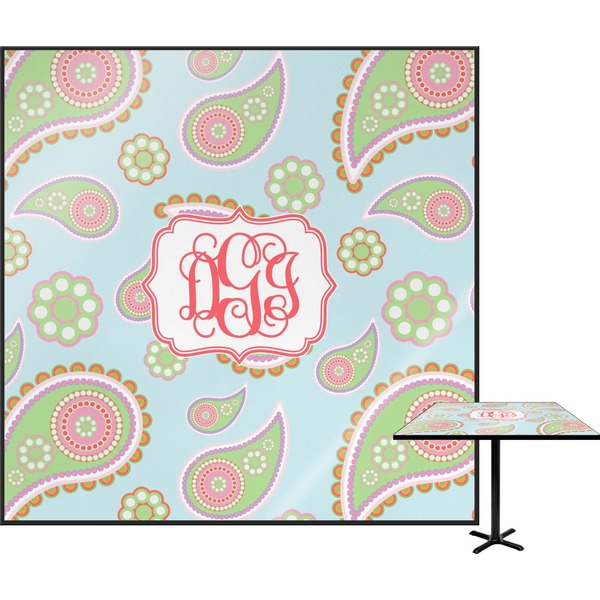 Custom Blue Paisley Square Table Top - 30" (Personalized)