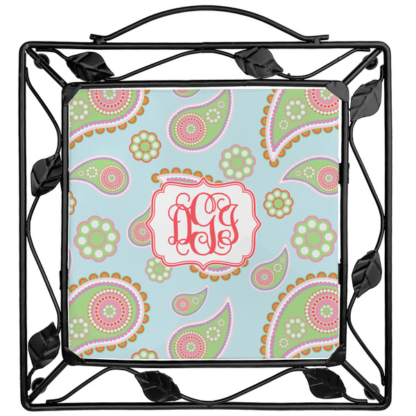 Custom Blue Paisley Square Trivet (Personalized)