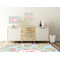 Blue Paisley Square Wall Decal Wooden Desk