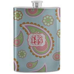 Blue Paisley Stainless Steel Flask (Personalized)
