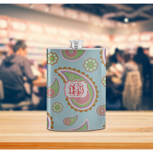 Blue Paisley Stainless Steel Flask - LIFESTYLE 2