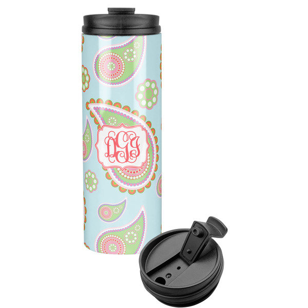 Custom Blue Paisley Stainless Steel Skinny Tumbler (Personalized)