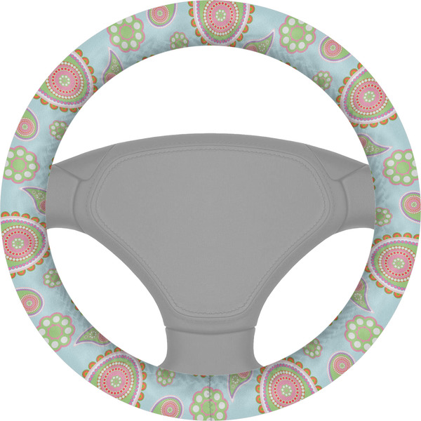 Custom Blue Paisley Steering Wheel Cover