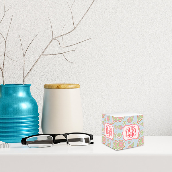 Blue Paisley Sticky Note Cube - LIFESTYLE