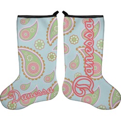 Blue Paisley Holiday Stocking - Double-Sided - Neoprene (Personalized)
