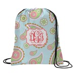Blue Paisley Drawstring Backpack (Personalized)
