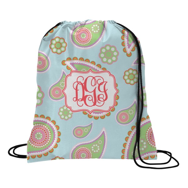 Custom Blue Paisley Drawstring Backpack - Small (Personalized)