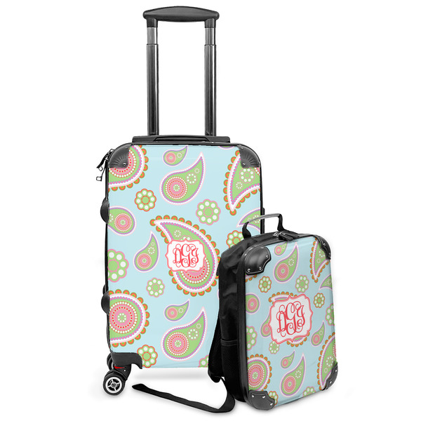 Custom Blue Paisley Kids 2-Piece Luggage Set - Suitcase & Backpack (Personalized)