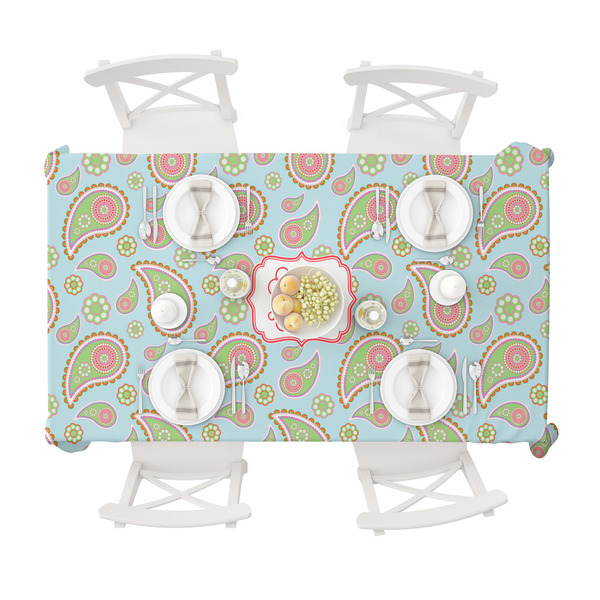 Blue Paisley Tablecloths (58"x102") - TOP VIEW