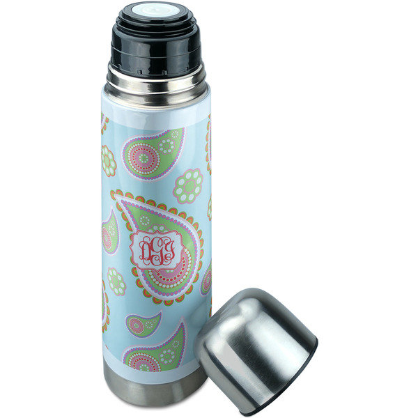 Blue Paisley Thermos - Lid Off