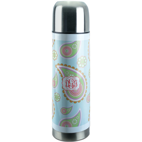 Custom Blue Paisley Stainless Steel Thermos (Personalized)