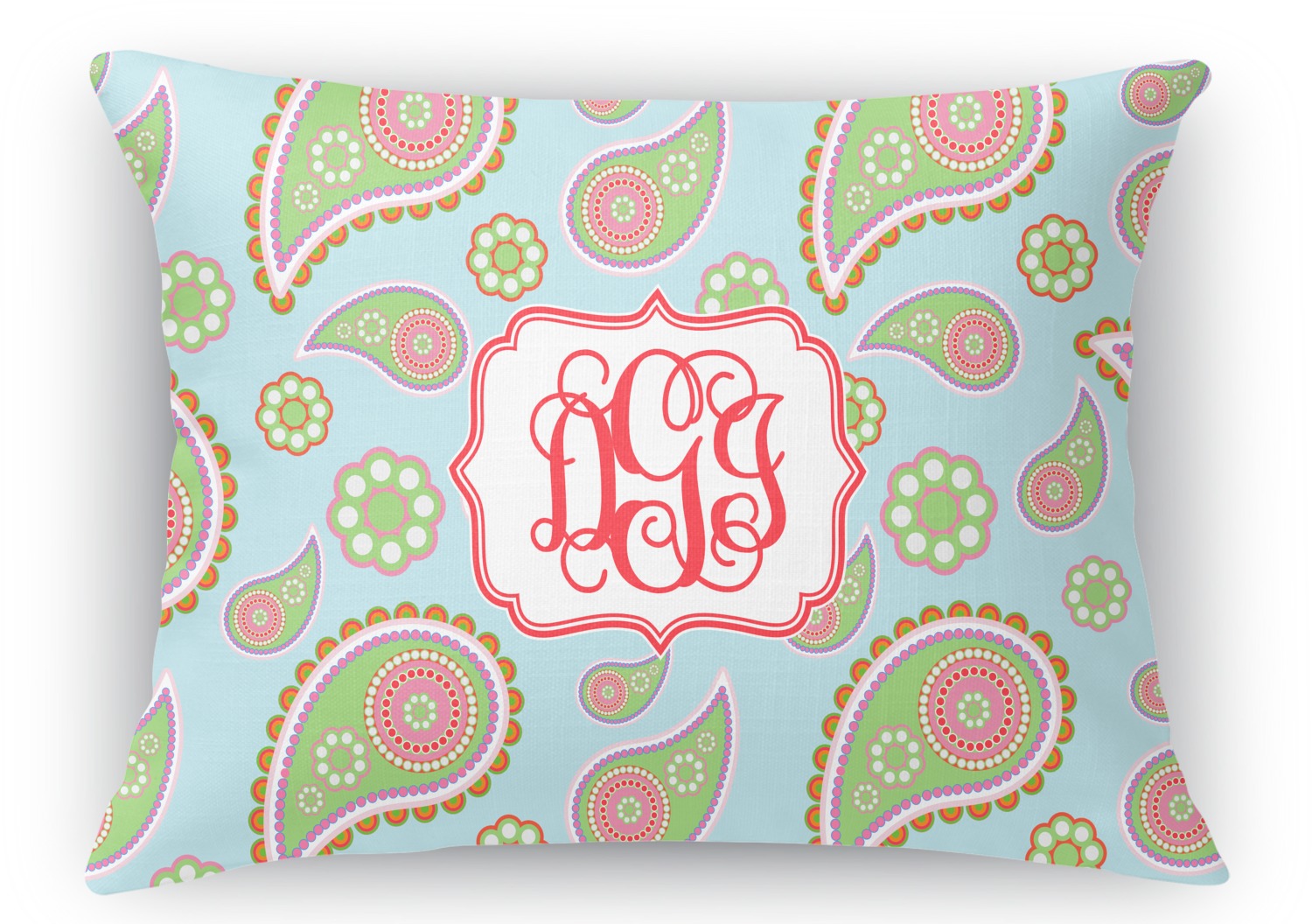 Blue Paisley Rectangular Throw Pillow 18"x24" (Personalized) YouCustomizeIt