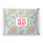 Blue Paisley Rectangular Throw Pillow Case - 12"x18" (Personalized)