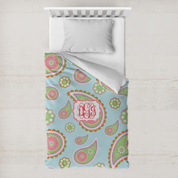 Blue Paisley Toddler Duvet Cover w/ Monogram