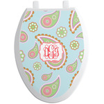 Blue Paisley Toilet Seat Decal - Elongated (Personalized)