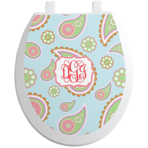 Custom Blue Paisley Toilet Seat Decal (Personalized)