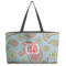 Blue Paisley Tote w/Black Handles - Front View