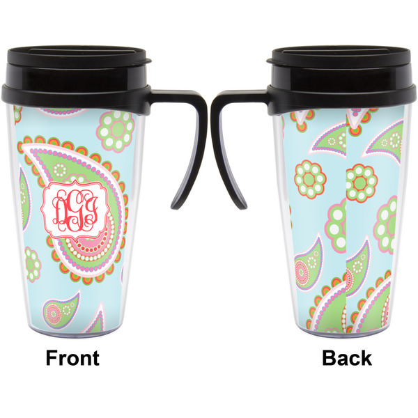 Blue Paisley Travel Mug with Black Handle - Approval