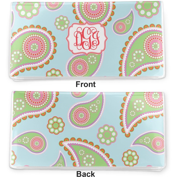 Blue Paisley Vinyl Check Book Cover - Front and Back