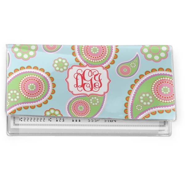 Custom Blue Paisley Vinyl Checkbook Cover (Personalized)