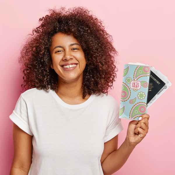 Blue Paisley Vinyl Document Holder - LIFESTYLE