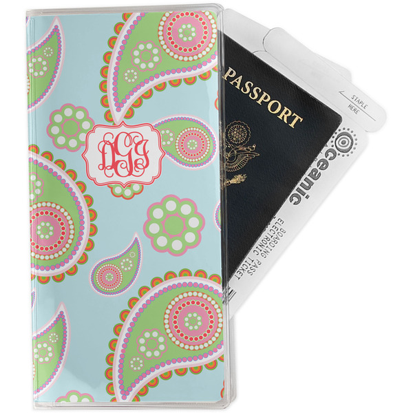 Custom Blue Paisley Travel Document Holder