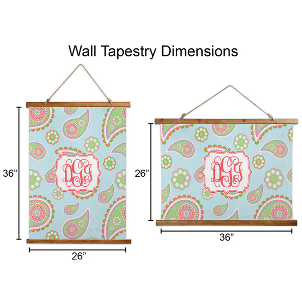 Blue Paisley Wall Hanging Tapestries - Parent/Sizing