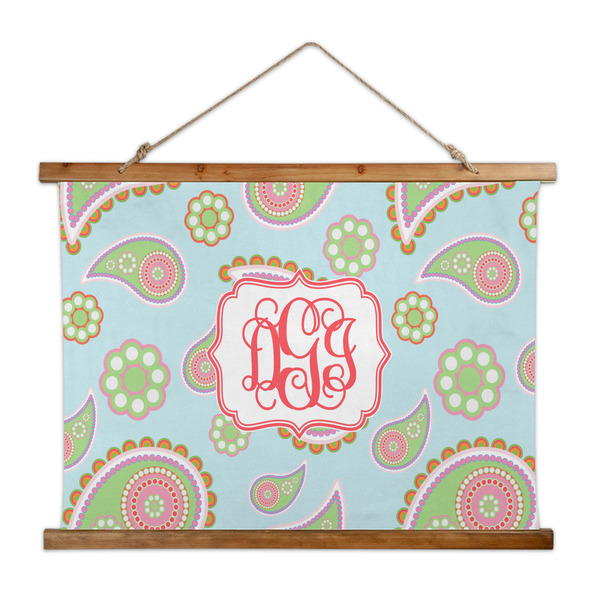 Custom Blue Paisley Wall Hanging Tapestry - Wide (Personalized)