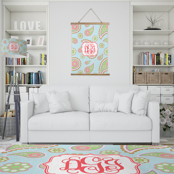 Blue Paisley Wall Hanging Tapestry - Portrait - IN CONTEXT