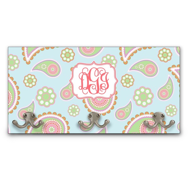 Custom Blue Paisley Wall Mounted Coat Rack (Personalized)