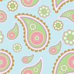 Blue Paisley Wallpaper & Surface Covering (Water Activated 24"x 24" Sample)