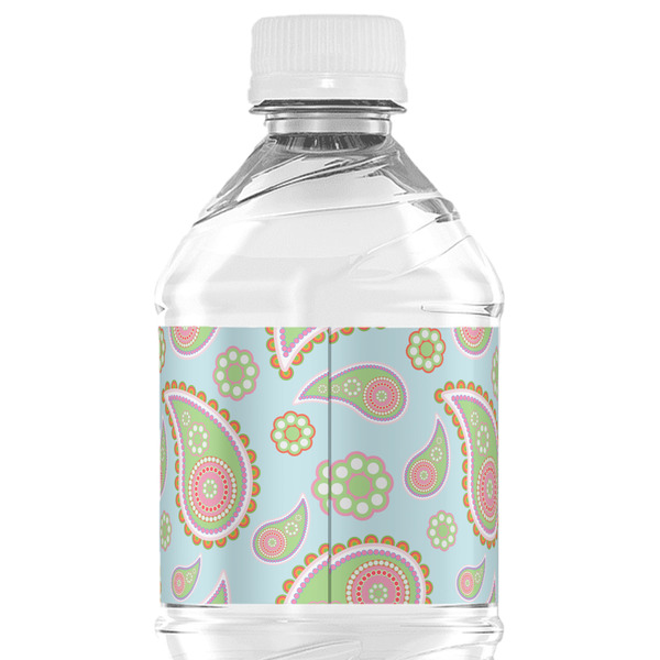 Blue Paisley Water Bottle Label - Back View