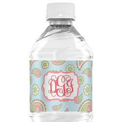 Blue Paisley Water Bottle Labels - Custom Sized (Personalized)