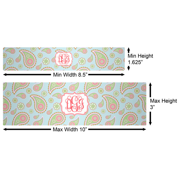 Blue Paisley Water Bottle Labels w/ Dimensions