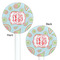 Blue Paisley White Plastic 5.5" Stir Stick - Double Sided - Round - Front & Back