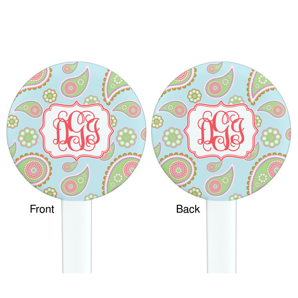Blue Paisley White Plastic 7" Stir Stick - Double Sided - Round - Front & Back