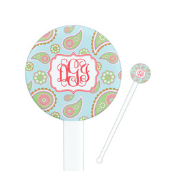 Blue Paisley Round Plastic Stir Sticks (Personalized)