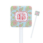 Blue Paisley Square Plastic Stir Sticks (Personalized)