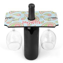 Blue Paisley Wine Bottle & Glass Holder (Personalized)