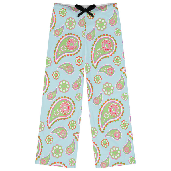 Custom Blue Paisley Womens Pajama Pants - XS