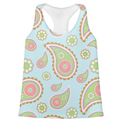 Blue Paisley Womens Racerback Tank Top - Large (Personalized)