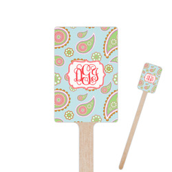 Blue Paisley 6.25" Rectangle Wooden Stir Sticks - Single Sided (Personalized)