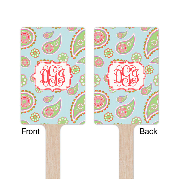 Blue Paisley Wooden 6.25" Stir Stick - Rectangular - Double Sided - Front & Back