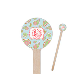 Blue Paisley 6" Round Wooden Stir Sticks - Double Sided (Personalized)