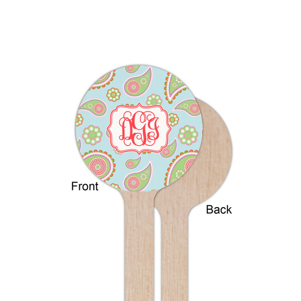 Blue Paisley Wooden 6" Stir Stick - Round - Single Sided - Front & Back