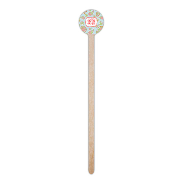 Blue Paisley Wooden 6" Stir Stick - Round - Single Stick