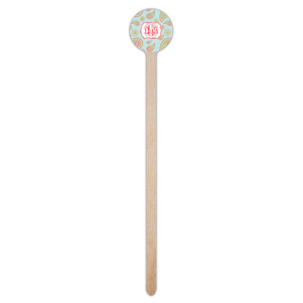 Blue Paisley Wooden 7.5" Stir Stick - Round - Single Stick